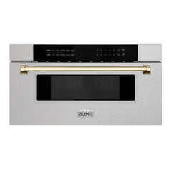 ZLINE Autograph 30 In. 1.2 cu. ft. Built-In Microwave Drawer In Fingerprint Resistant Stainless Steel With Gold Accents, MWDZ-30-SS-G - Smart Kitchen Lab