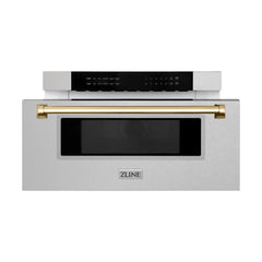 ZLINE Autograph 30 In. 1.2 cu. ft. Built-In Microwave Drawer In Fingerprint Resistant Stainless Steel With Gold Accents, MWDZ-30-SS-G - Smart Kitchen Lab