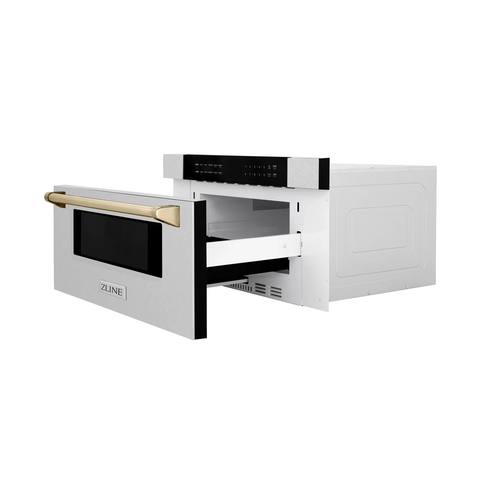 ZLINE Autograph 30 In. 1.2 cu. ft. Built-In Microwave Drawer In Fingerprint Resistant Stainless Steel With Gold Accents, MWDZ-30-SS-G - Smart Kitchen Lab