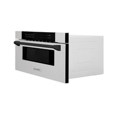 ZLINE Autograph 30 In. 1.2 cu. ft. Built-In Microwave Drawer In Fingerprint Resistant Stainless Steel with Matte Black Accents, MWDZ-30-SS-MB - Smart Kitchen Lab