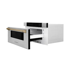 ZLINE Autograph 30 In. 1.2 cu. ft. Built-In Microwave Drawer In Stainless Steel With Champagne Bronze Accents, MWDZ-30-CB - Smart Kitchen Lab