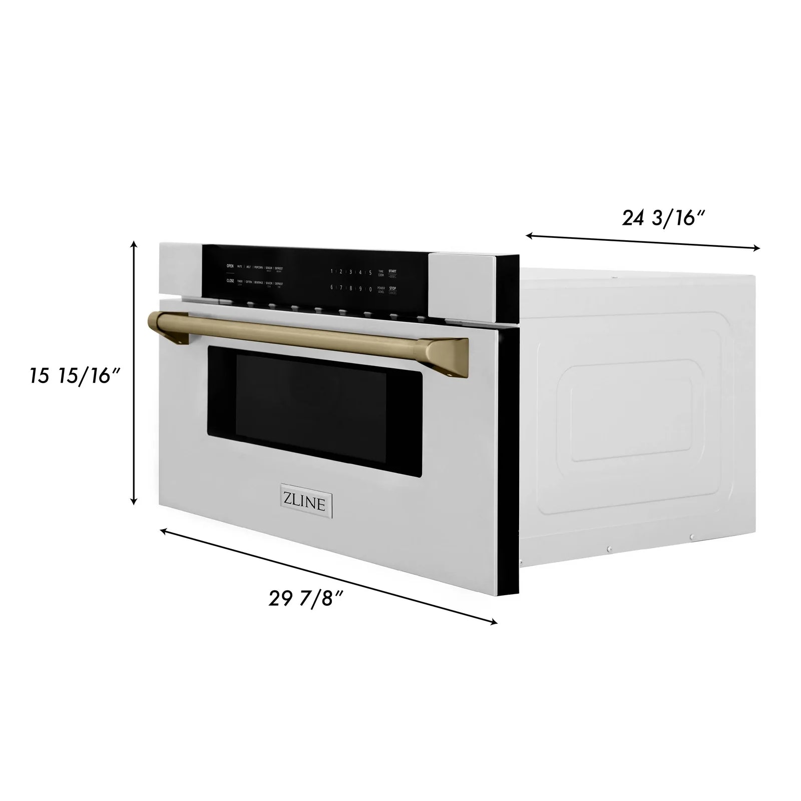 ZLINE Autograph 30 In. 1.2 cu. ft. Built-In Microwave Drawer In Stainless Steel With Champagne Bronze Accents, MWDZ-30-CB - Smart Kitchen Lab