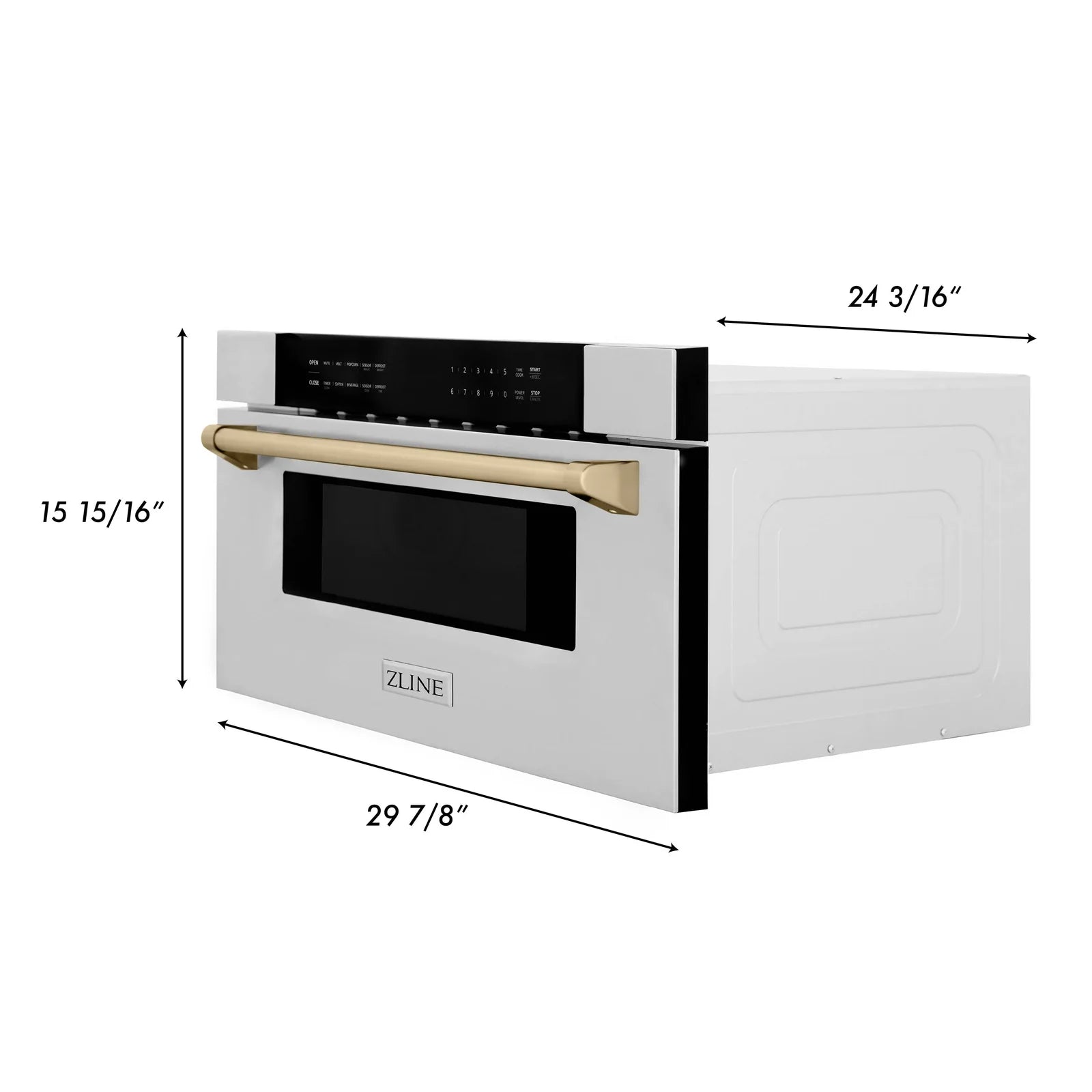 ZLINE Autograph 30 In. 1.2 cu. ft. Built-In Microwave Drawer In Stainless Steel With Gold Accents, MWDZ-30-G - Smart Kitchen Lab