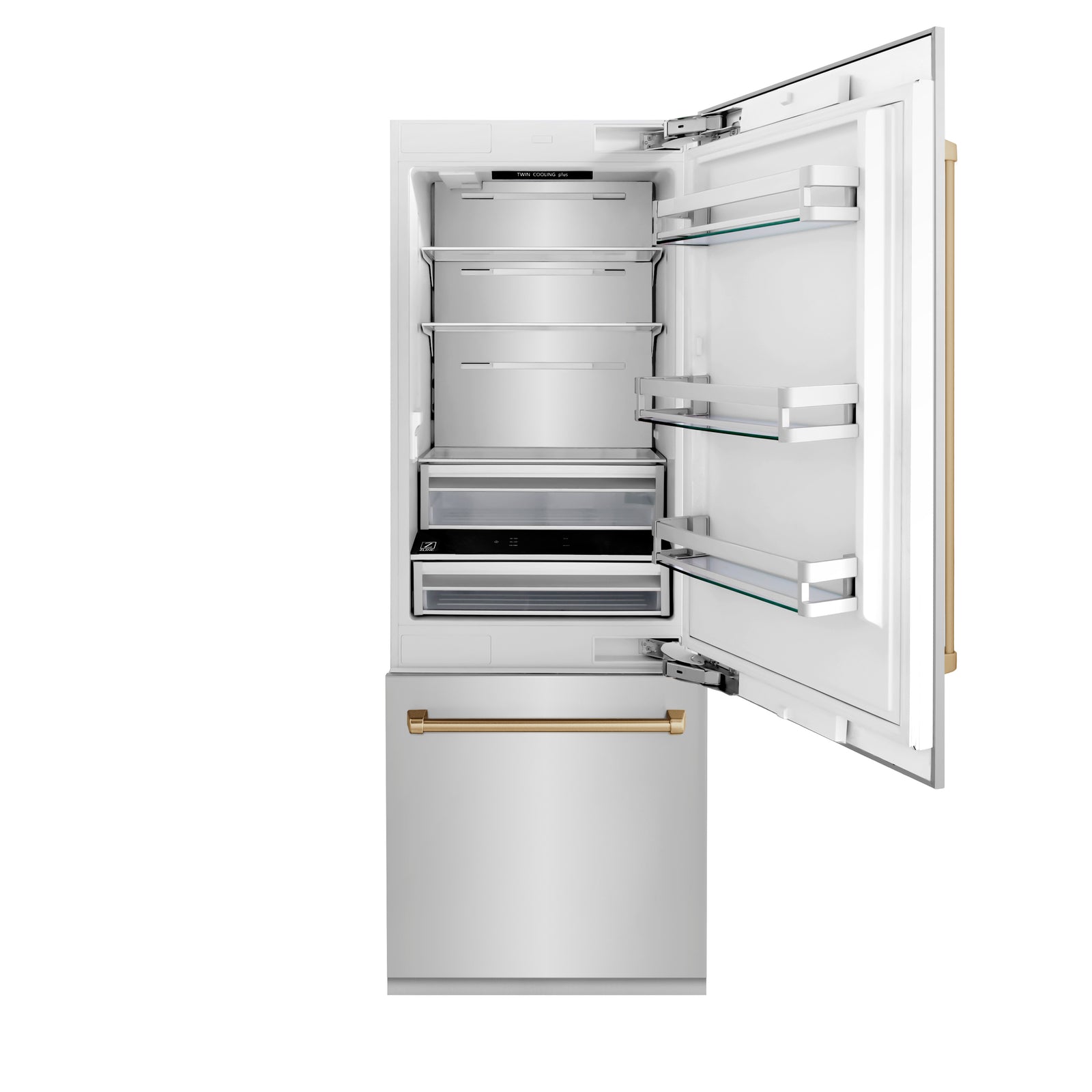 ZLINE Autograph 30 In. 16.1 cu. ft. Built-In Refrigerator with Internal Water and Ice Dispenser with Bronze Accents, RBIVZ-304-30-CB - Smart Kitchen Lab