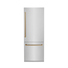 ZLINE Autograph 30 In. 16.1 cu. ft. Built-In Refrigerator with Internal Water and Ice Dispenser with Bronze Accents, RBIVZ-304-30-CB - Smart Kitchen Lab