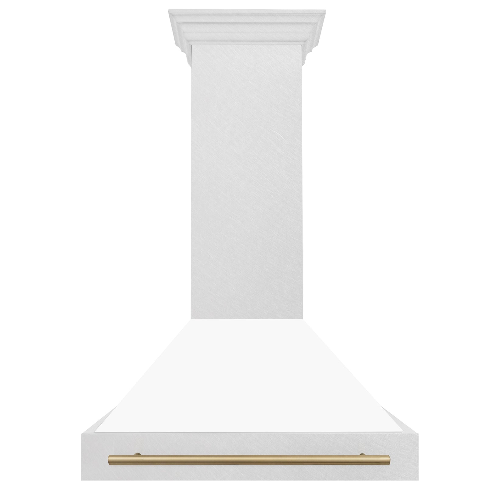 ZLINE Autograph 36 Inch DuraSnow® Stainless Steel Range Hood with White Matte Shell and Champagne Bronze Handle, 8654SNZ-WM36-CB - Smart Kitchen Lab