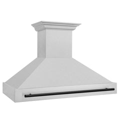 ZLINE Autograph 48 Inch DuraSnow® Stainless Steel Range Hood with DuraSnow® Shell and Matte Black Handle, 8654SNZ-48-MB - Smart Kitchen Lab