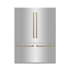 ZLINE Autograph 60 In. 32.2 cu. ft. Built-In 4-Door Refrigerator with Internal Water and Ice Dispenser in Stainless Steel and Bronze Accents, RBIVZ-304-60-CB - Smart Kitchen Lab