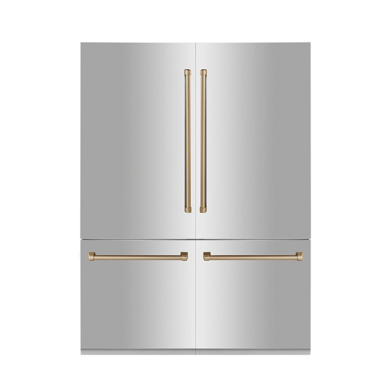 ZLINE Autograph 60 In. 32.2 cu. ft. Built-In 4-Door Refrigerator with Internal Water and Ice Dispenser in Stainless Steel and Gold Accents, RBIVZ-304-60-G - Smart Kitchen Lab