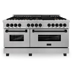 ZLINE Autograph 60 In. 7.4 cu. ft. Dual Fuel Range in DuraSnow® Stainless Steel with Matte Black Accents, RASZ-SN-60-MB - Smart Kitchen Lab