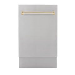 ZLINE Autograph Edition 18 in. Dishwasher in Stainless Steel with Gold Handle, DWVZ-304-18-G - Smart Kitchen Lab