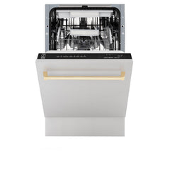 ZLINE Autograph Edition 18 in. Dishwasher in Stainless Steel with Gold Handle, DWVZ-304-18-G - Smart Kitchen Lab