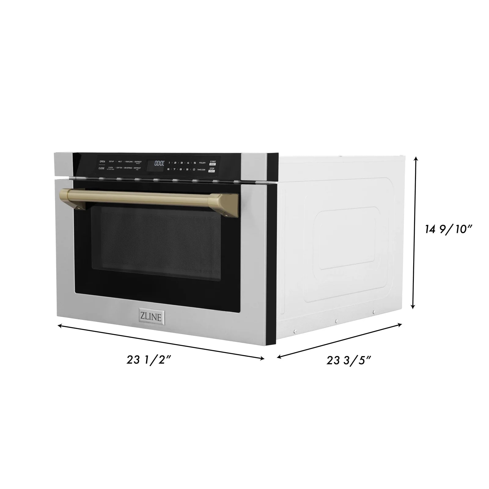 ZLINE Autograph Edition 24" 1.2 cu. ft. Built-in Microwave Drawer with a Traditional Handle in Stainless Steel and Champagne Bronze Accents, MWDZ-1-H-CB - Smart Kitchen Lab