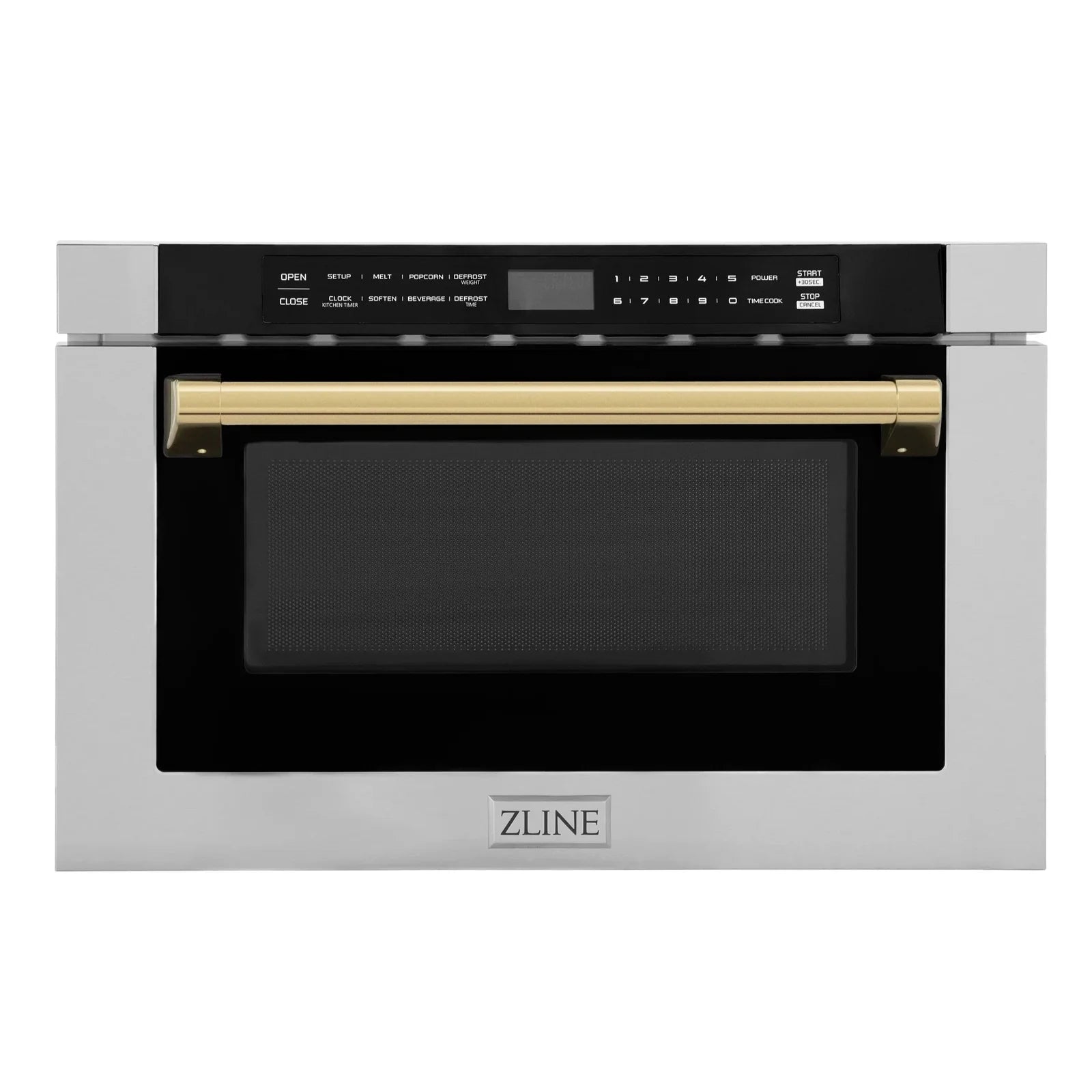 ZLINE Autograph Edition 24" 1.2 cu. ft. Built-in Microwave Drawer with a Traditional Handle in Stainless Steel and Gold Accents, MWDZ-1-H-G - Smart Kitchen Lab