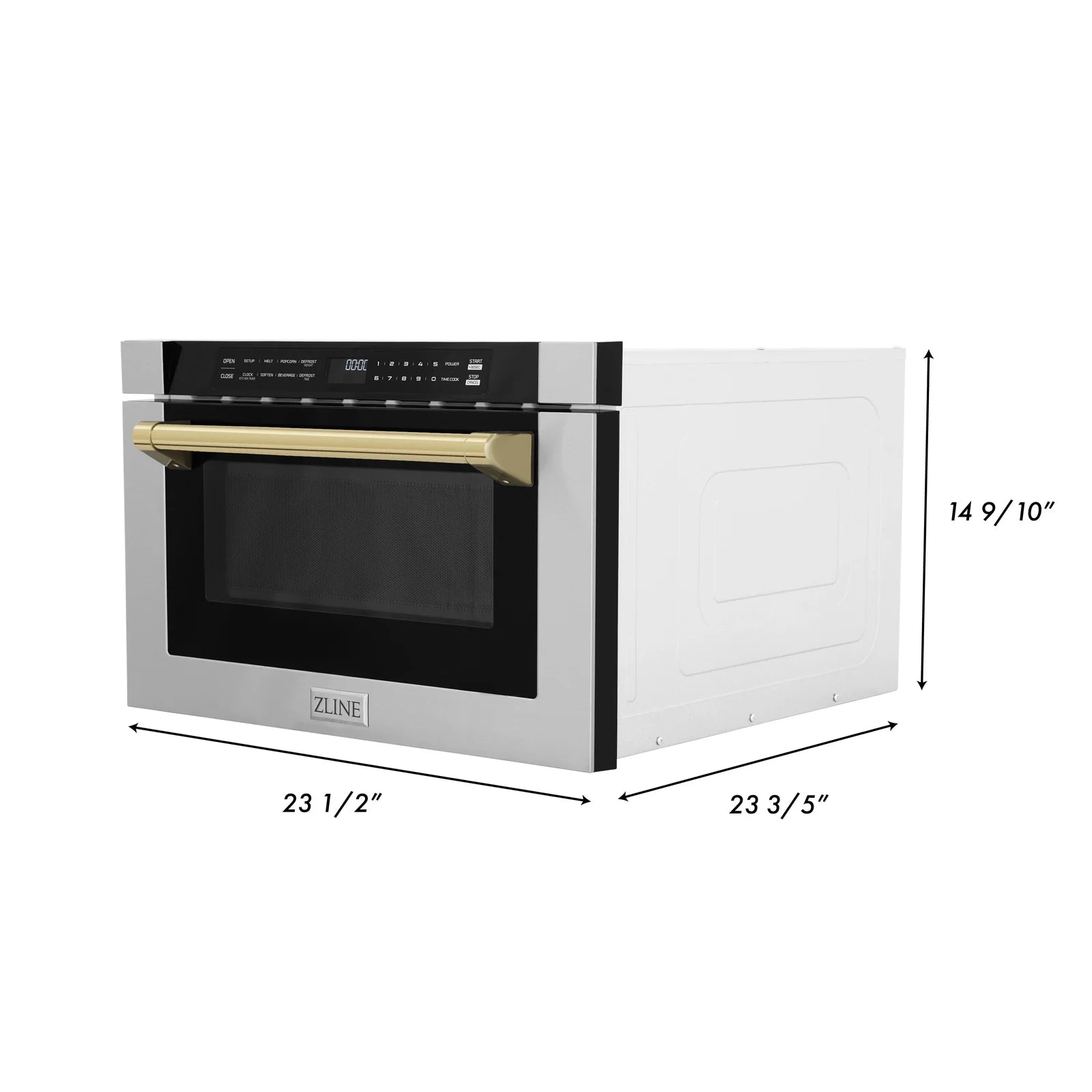 ZLINE Autograph Edition 24" 1.2 cu. ft. Built-in Microwave Drawer with a Traditional Handle in Stainless Steel and Gold Accents, MWDZ-1-H-G - Smart Kitchen Lab