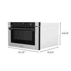 ZLINE Autograph Edition 24" 1.2 cu. ft. Built-in Microwave Drawer with a Traditional Handle in Stainless Steel and Matte Black Accents, MWDZ-1-H-MB - Smart Kitchen Lab