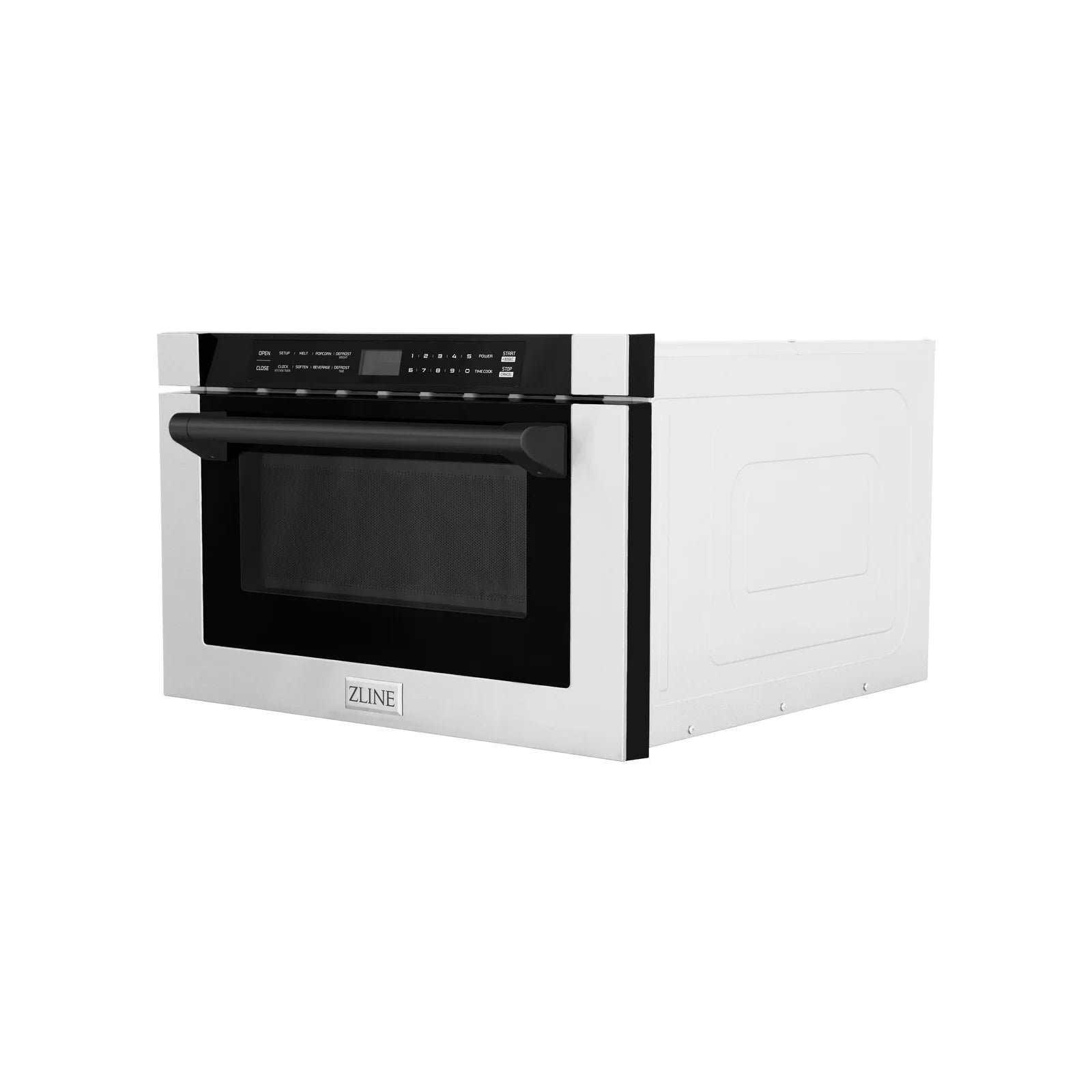 ZLINE Autograph Edition 24" 1.2 cu. ft. Built-in Microwave Drawer with a Traditional Handle in Stainless Steel and Matte Black Accents, MWDZ-1-H-MB - Smart Kitchen Lab