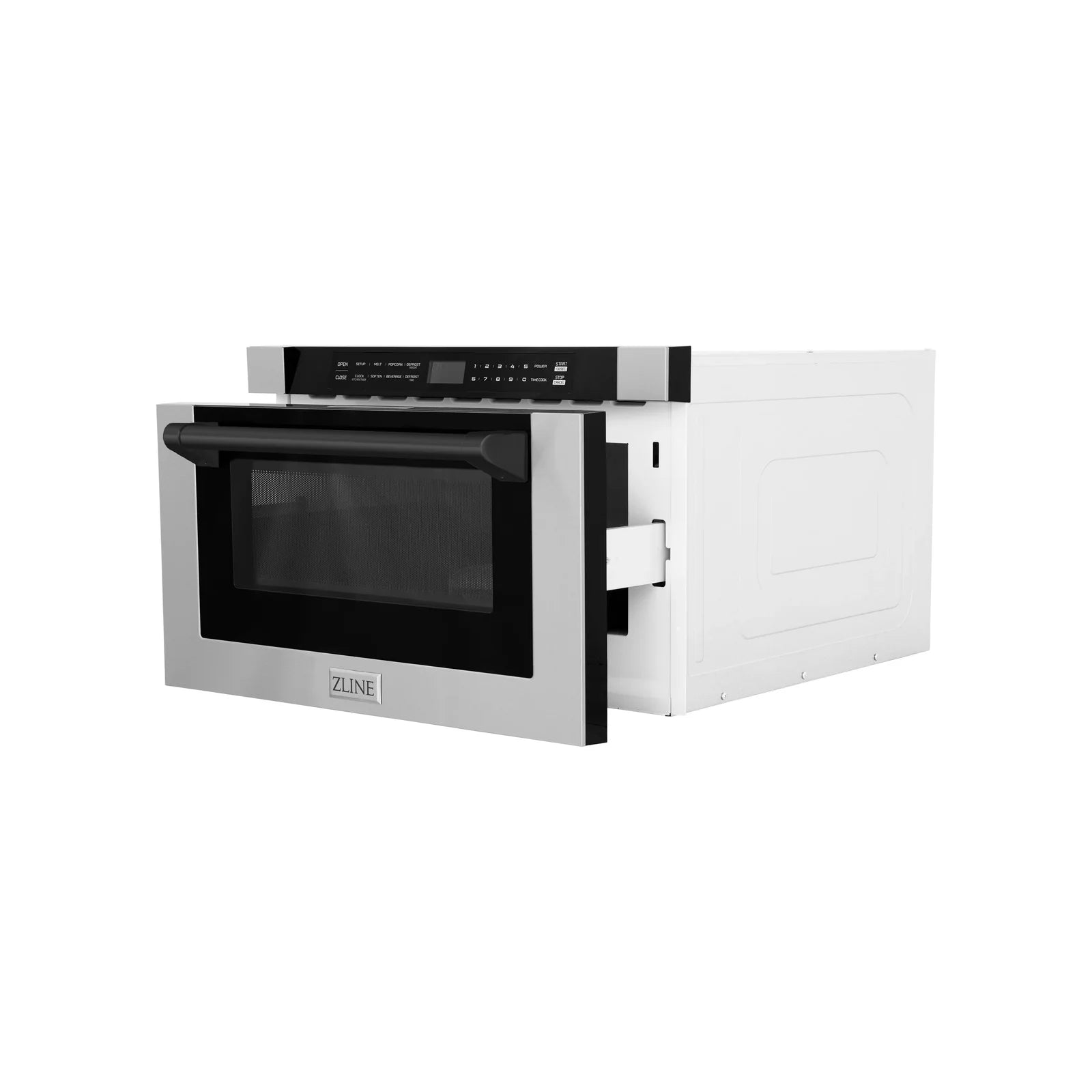 ZLINE Autograph Edition 24" 1.2 cu. ft. Built-in Microwave Drawer with a Traditional Handle in Stainless Steel and Matte Black Accents, MWDZ-1-H-MB - Smart Kitchen Lab