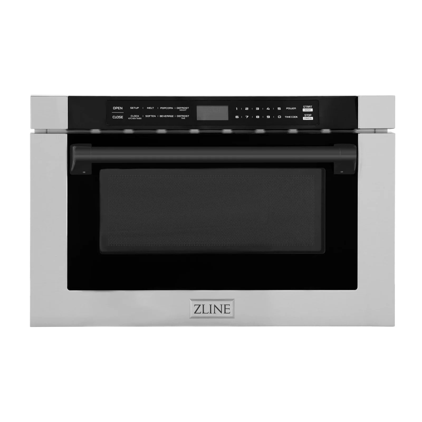 ZLINE Autograph Edition 24" 1.2 cu. ft. Built-in Microwave Drawer with a Traditional Handle in Stainless Steel and Matte Black Accents, MWDZ-1-H-MB - Smart Kitchen Lab