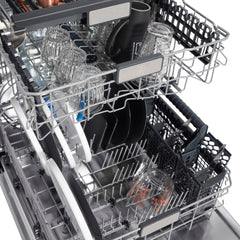 ZLINE Autograph Edition 24 In. 3rd Rack Top Touch Control Tall Tub Dishwasher in Black Stainless Steel with Champagne Bronze Handle, DWMTZ-BS-24-CB - Smart Kitchen Lab