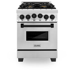 ZLINE Autograph Edition 24 in. Range with Gas Burner and Gas Oven in Stainless Steel with Matte Black Accents, RGZ-24-MB - Smart Kitchen Lab