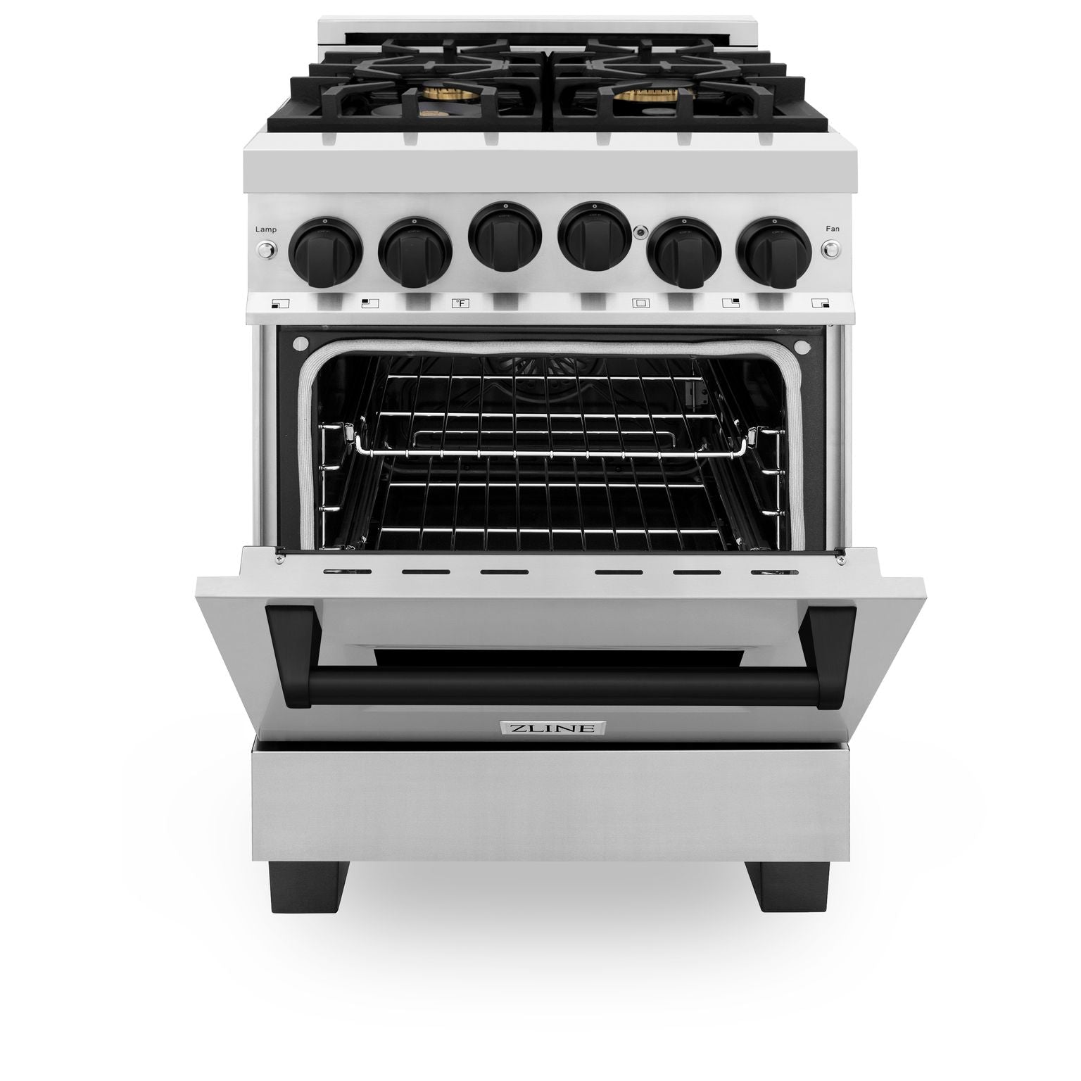 ZLINE Autograph Edition 24 in. Range with Gas Burner and Gas Oven in Stainless Steel with Matte Black Accents, RGZ-24-MB - Smart Kitchen Lab