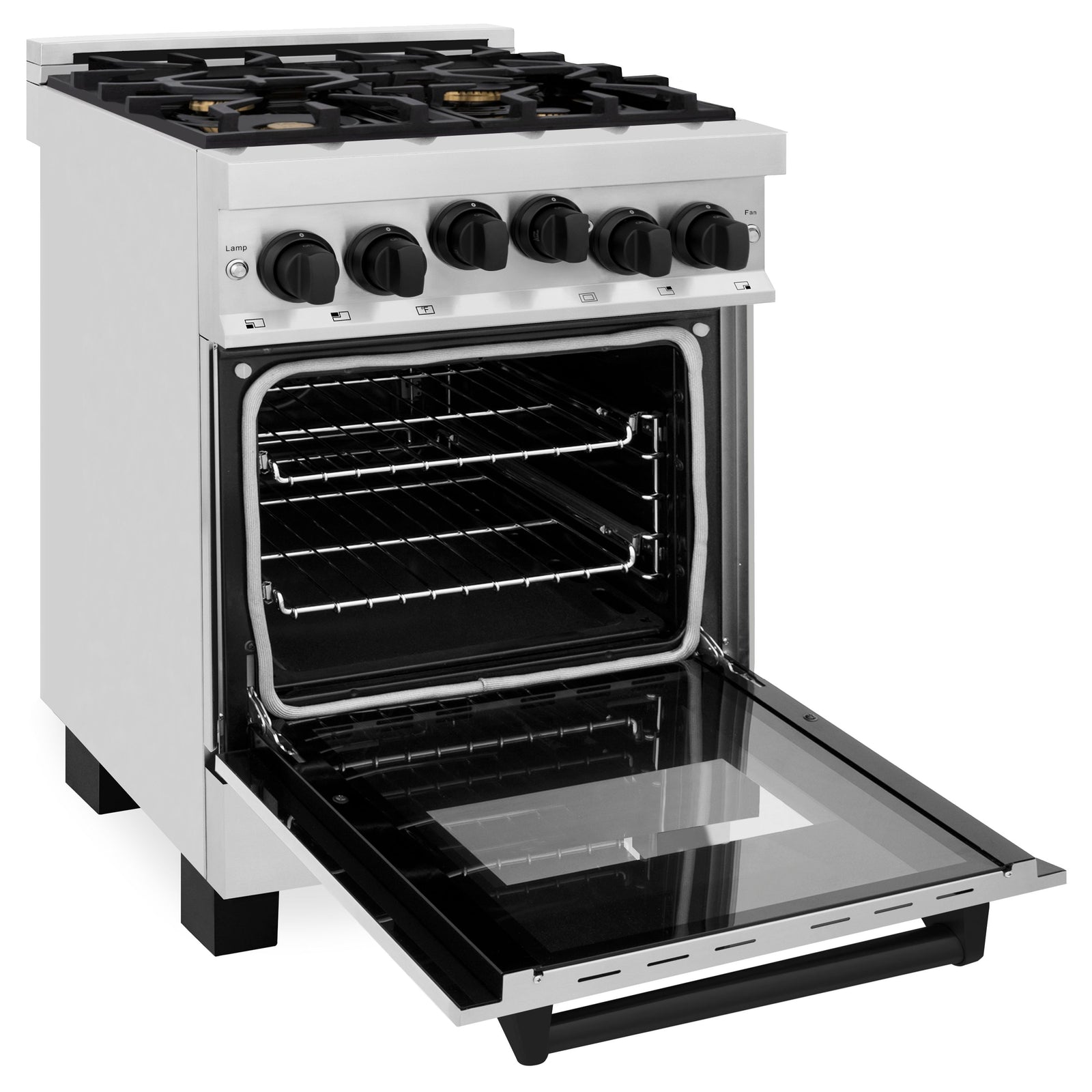 ZLINE Autograph Edition 24 in. Range with Gas Burner and Gas Oven in Stainless Steel with Matte Black Accents, RGZ-24-MB - Smart Kitchen Lab