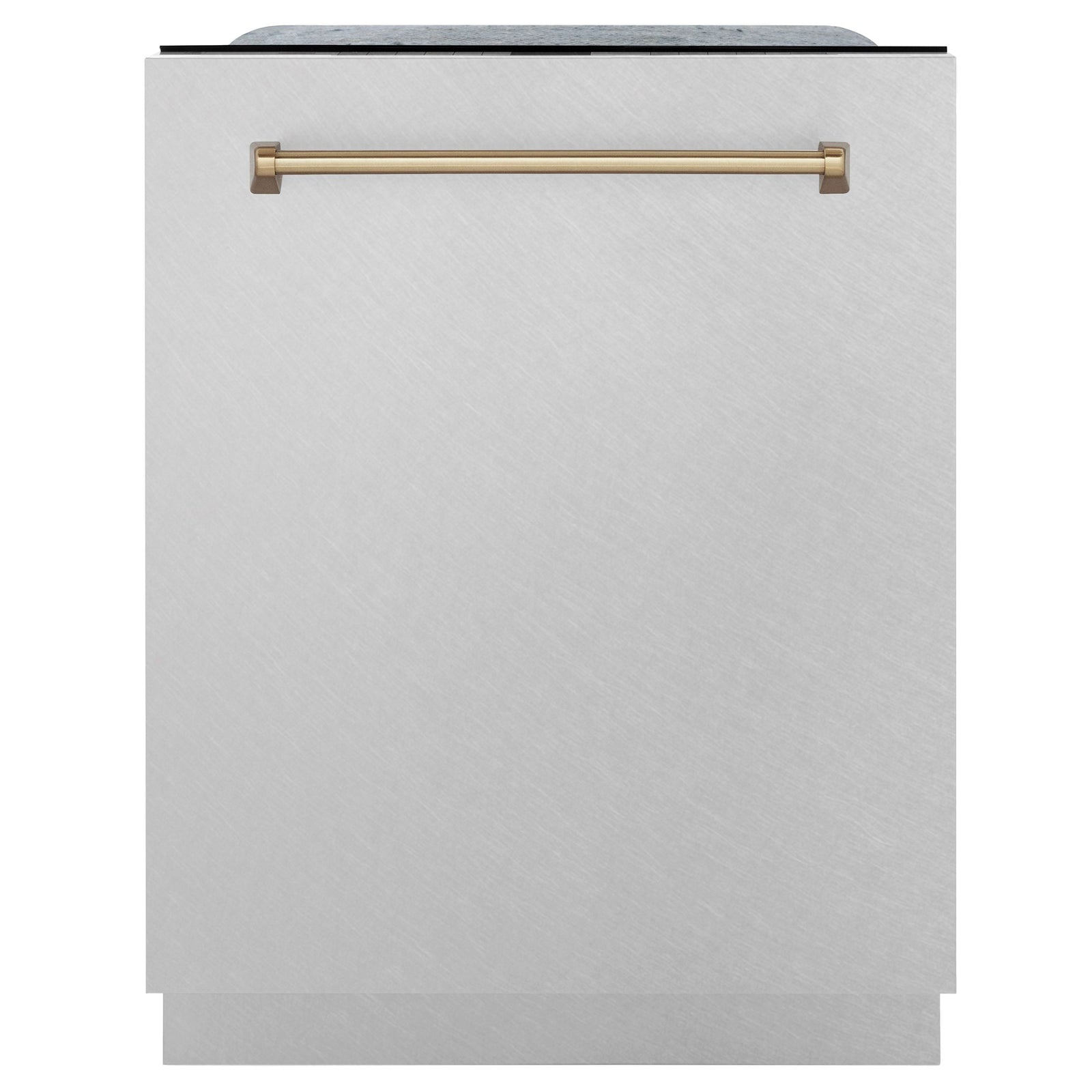 ZLINE Autograph Edition 24 in. Tall Dishwasher, Touch Control in DuraSnow® Stainless Steel with Champagne Bronze Handle, DWMTZ-SN-24-CB - Smart Kitchen Lab