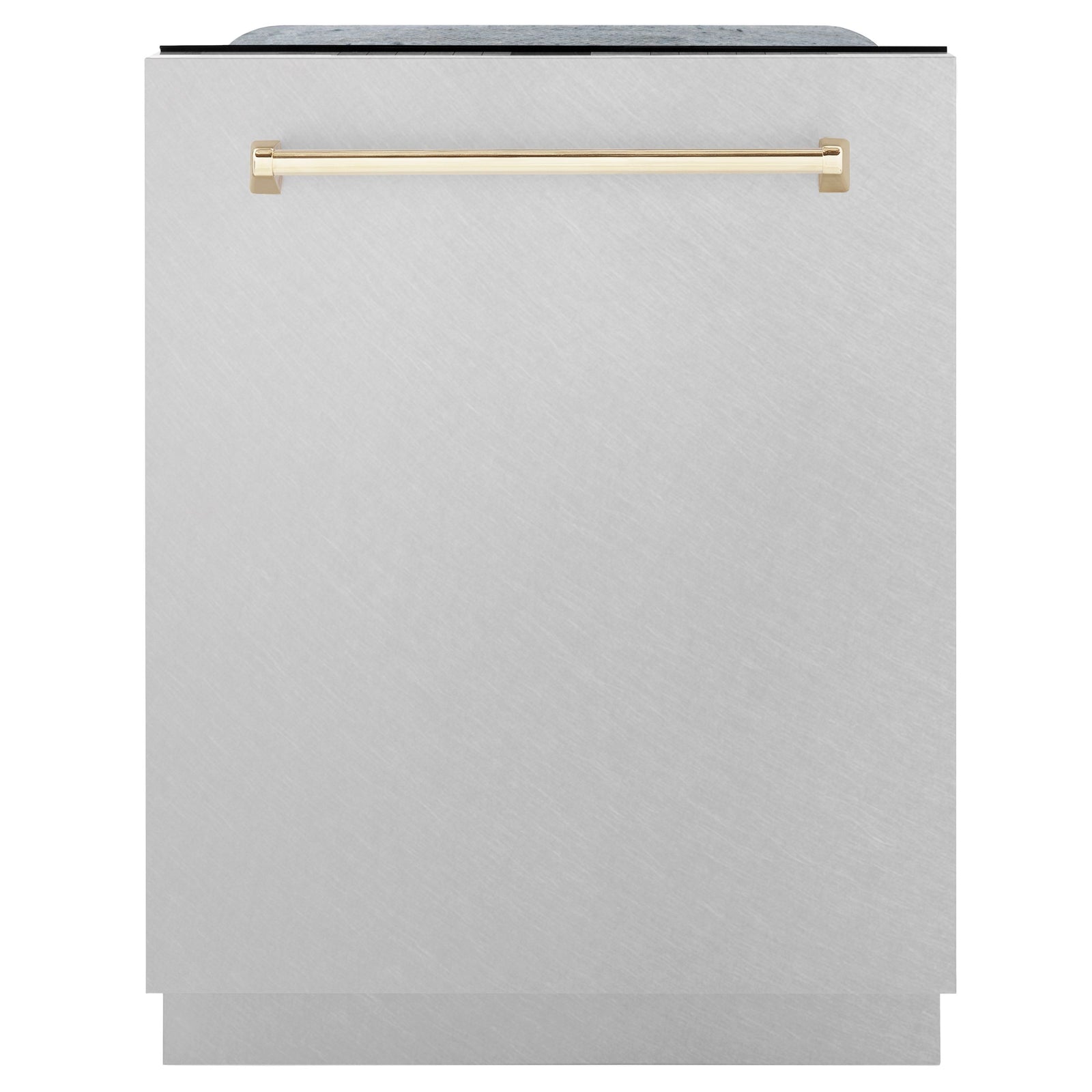 ZLINE Autograph Edition 24 in. Tall Dishwasher, Touch Control in DuraSnow® Stainless Steel with Gold Handle, DWMTZ-SN-24-G - Smart Kitchen Lab