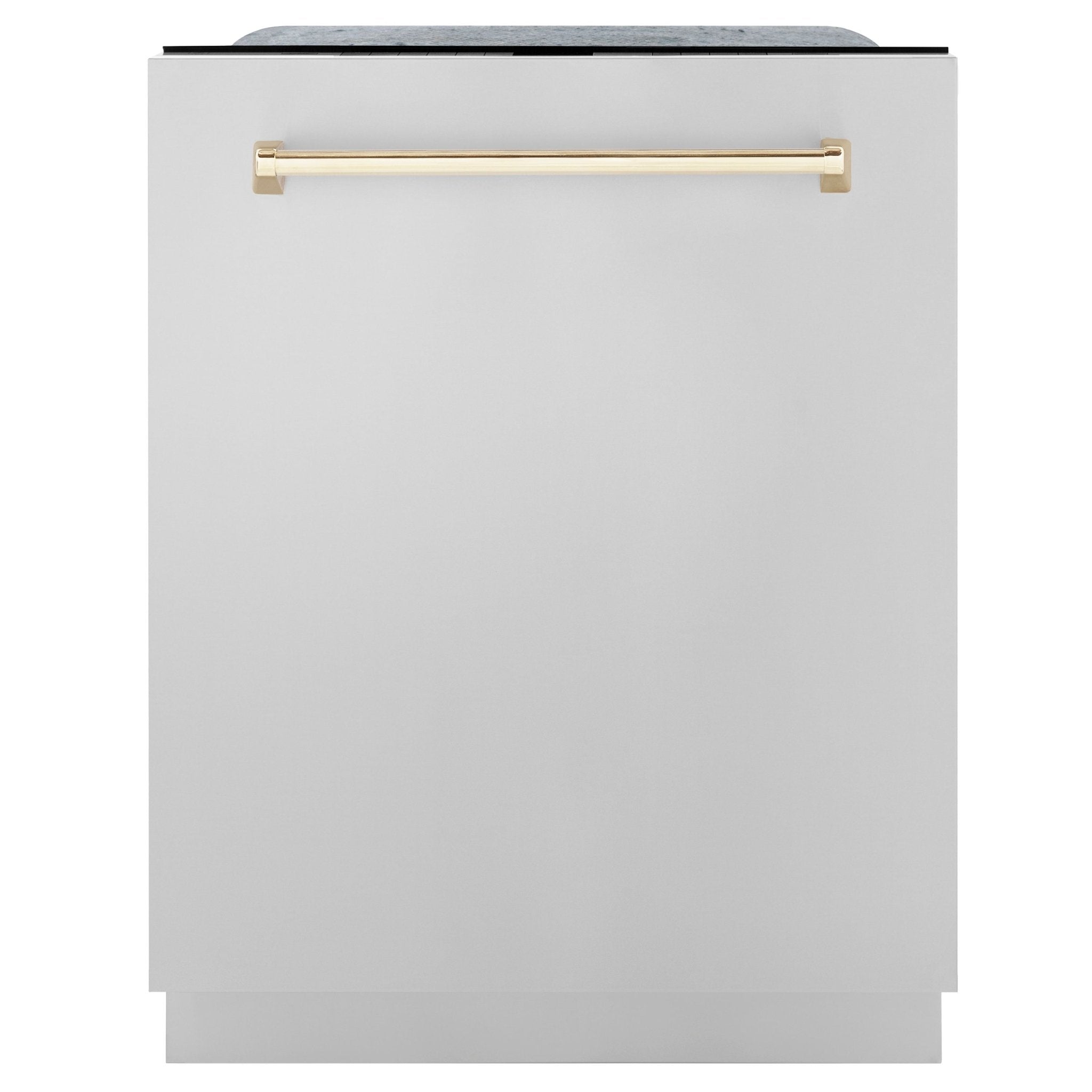 ZLINE Autograph Edition 24 In. Tall Dishwasher, Touch Control, in Stainless Steel with Gold Handle, DWMTZ-304-24-G - Smart Kitchen Lab