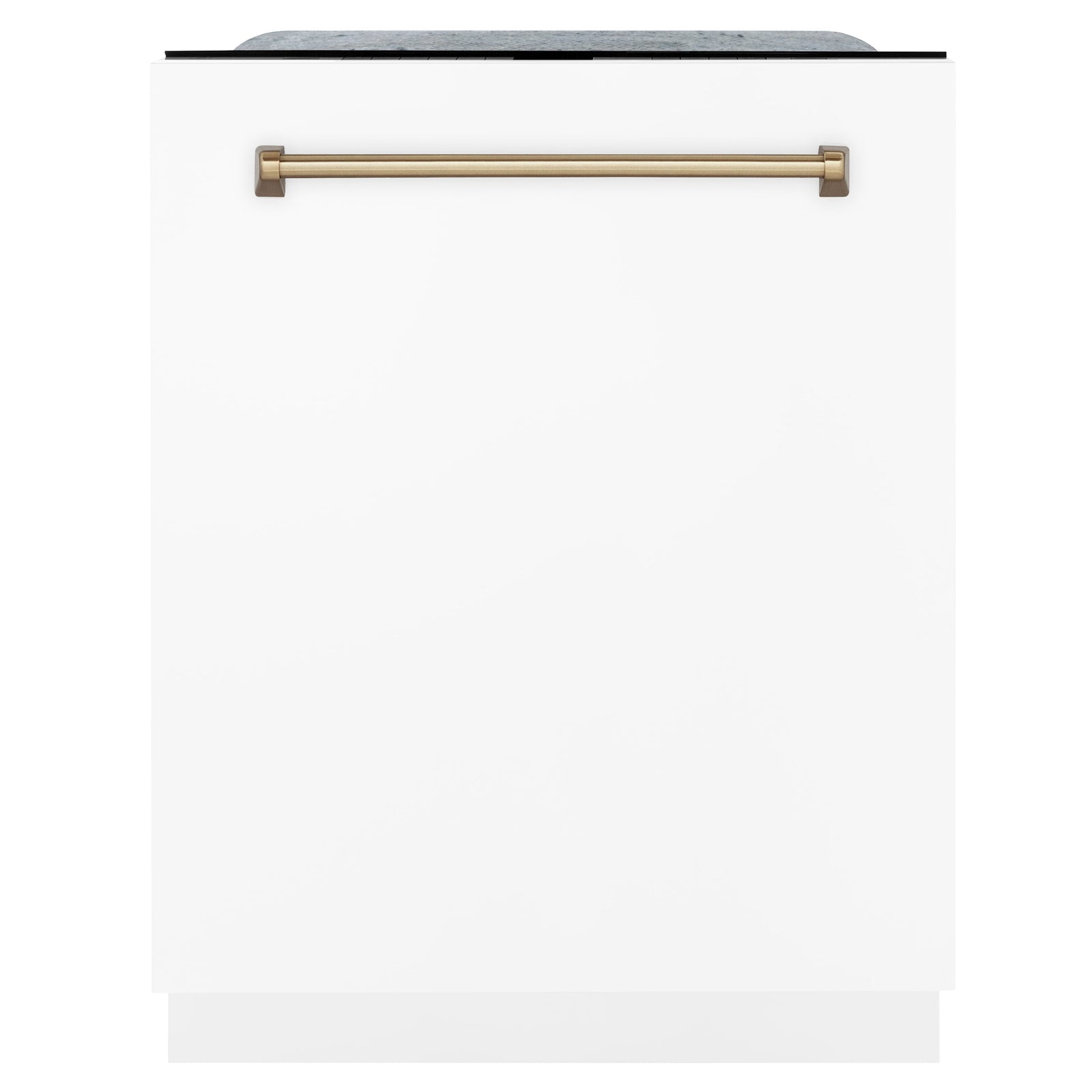 ZLINE Autograph Edition 24 inch Tall Dishwasher, Touch Control, in White Matte with Champagne Bronze Handle, DWMTZ-WM-24-CB - Smart Kitchen Lab