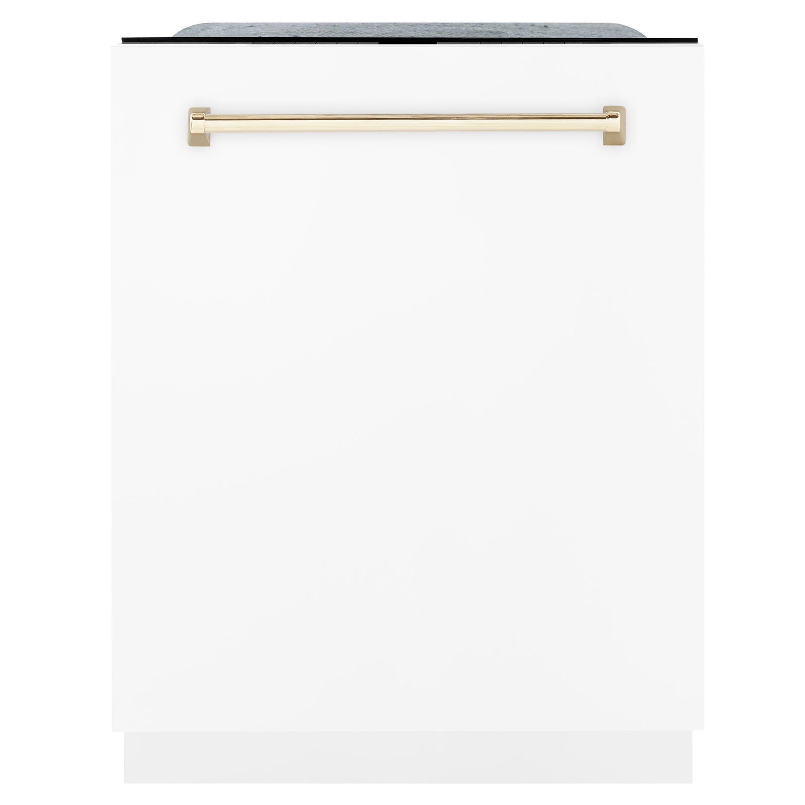 ZLINE Autograph Edition 24 inch Tall Dishwasher, Touch Control, in White Matte with Gold Handle, DWMTZ-WM-24-G - Smart Kitchen Lab