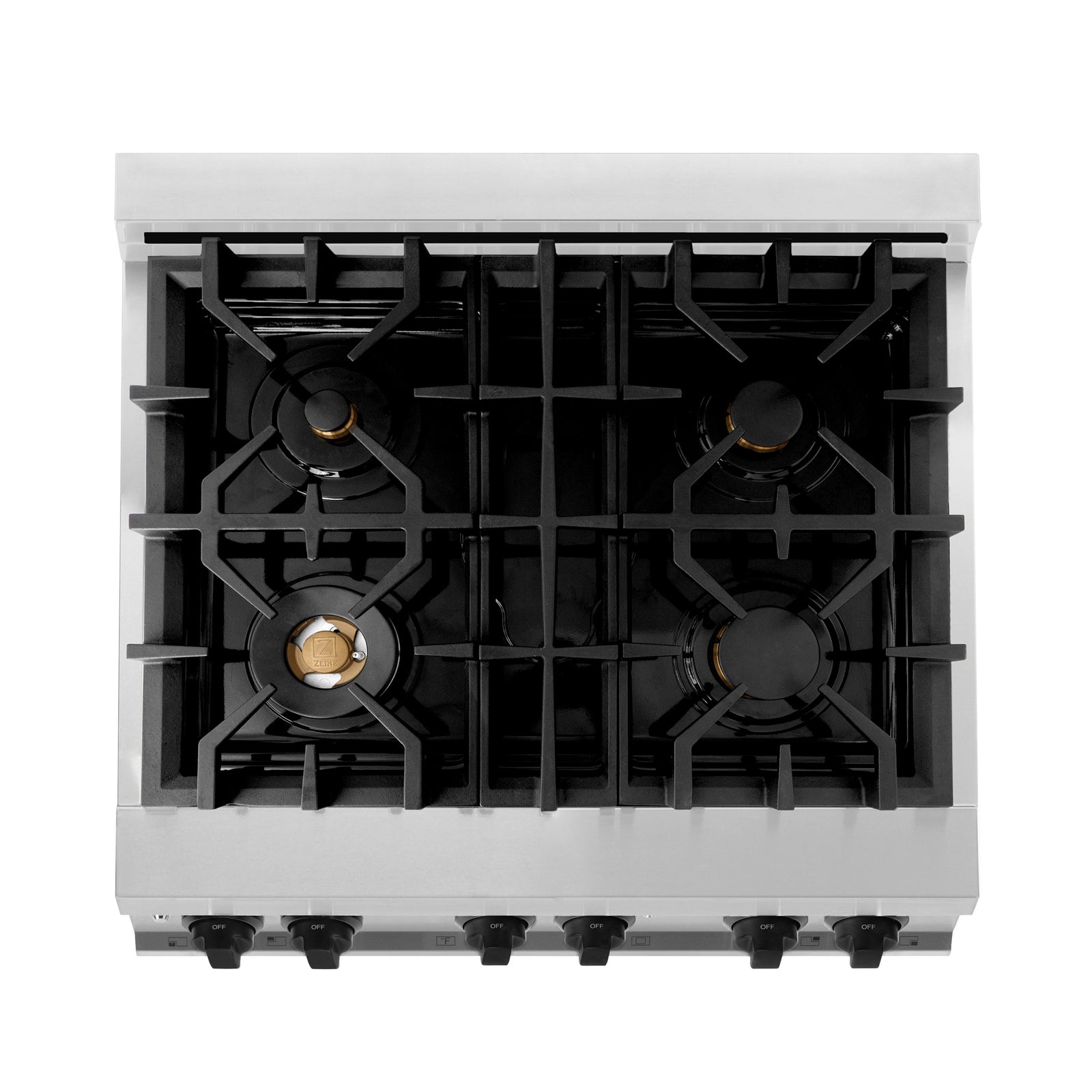 ZLINE Autograph Edition 30 in. 4.0 cu. ft. Dual Fuel Range with Gas Stove and Electric Oven in Stainless Steel with Matte Black Accents, RAZ-30-MB - Smart Kitchen Lab