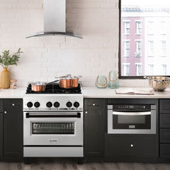 ZLINE Autograph Edition 30 in. 4.0 cu. ft. Dual Fuel Range with Gas Stove and Electric Oven in Stainless Steel with Matte Black Accents, RAZ-30-MB - Smart Kitchen Lab