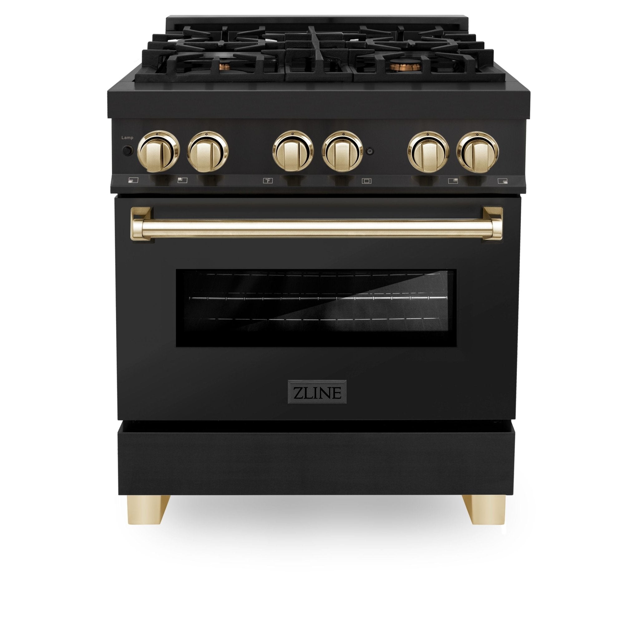 ZLINE Autograph Edition 30 in. 4.0 cu. ft. Gas Burner/Electric Oven in Stainless Steel with Gold Accents, RAZ-30-G - Smart Kitchen Lab