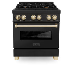 ZLINE Autograph Edition 30 in. 4.0 cu. ft. Gas Burner/Electric Oven in Stainless Steel with Gold Accents, RAZ-30-G - Smart Kitchen Lab