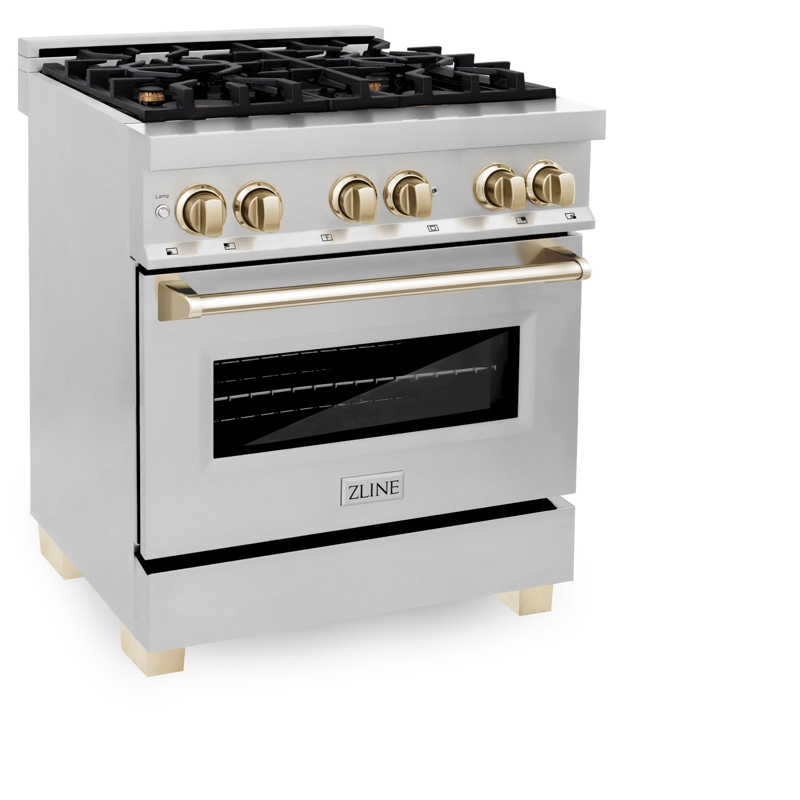 ZLINE Autograph Edition 30 in. 4.0 cu. ft. Gas Burner/Electric Oven in Stainless Steel with Gold Accents, RAZ-30-G - Smart Kitchen Lab