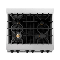 ZLINE Autograph Edition 30 in 4.0 cu. ft. Gas Burner/Gas Oven Range in DuraSnow® Stainless Steel with Matte Black Accents, RGSZ-SN-30-MB - Smart Kitchen Lab