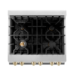 ZLINE Autograph Edition 30 in. 4.0 cu. ft. Range with Gas Burner and Gas Oven in Stainless Steel with Gold Accents, RGZ-30-G - Smart Kitchen Lab