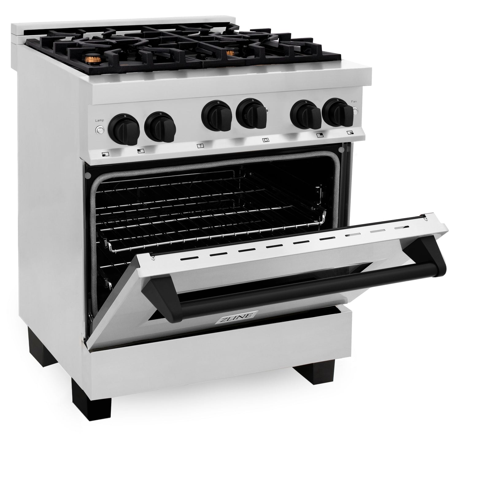 ZLINE Autograph Edition 30 in. 4.0 cu. ft. Range with Gas Burner and Gas Oven in Stainless Steel with Matte Black Accents, RGZ-30-MB - Smart Kitchen Lab