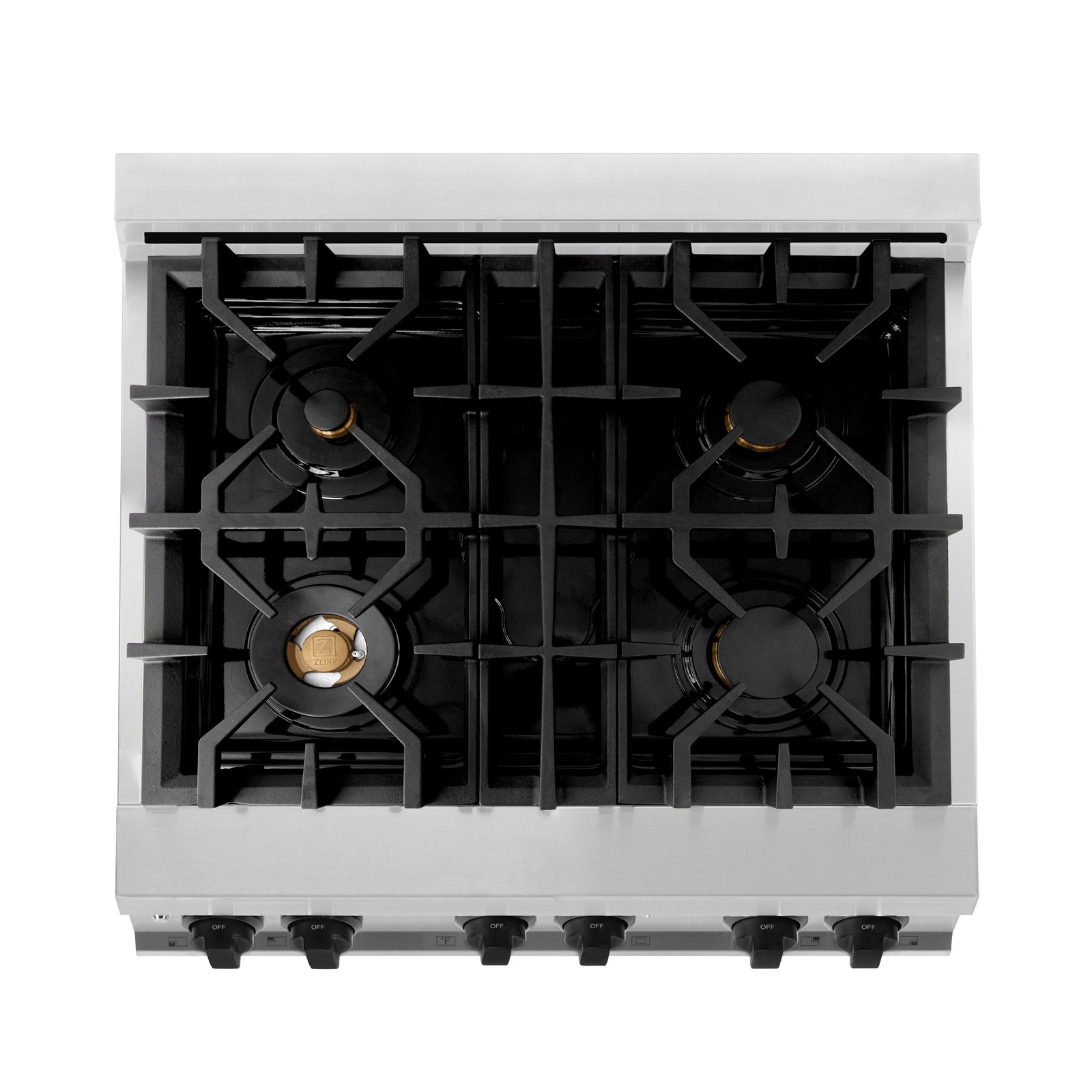 ZLINE Autograph Edition 30 in. 4.0 cu. ft. Range with Gas Burner and Gas Oven in Stainless Steel with Matte Black Accents, RGZ-30-MB - Smart Kitchen Lab