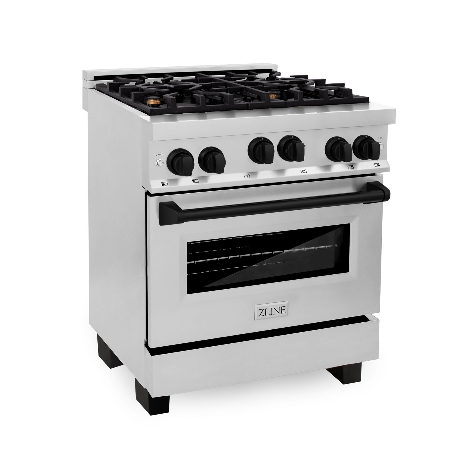 ZLINE Autograph Edition 30 in. 4.0 cu. ft. Range with Gas Burner and Gas Oven in Stainless Steel with Matte Black Accents, RGZ-30-MB - Smart Kitchen Lab