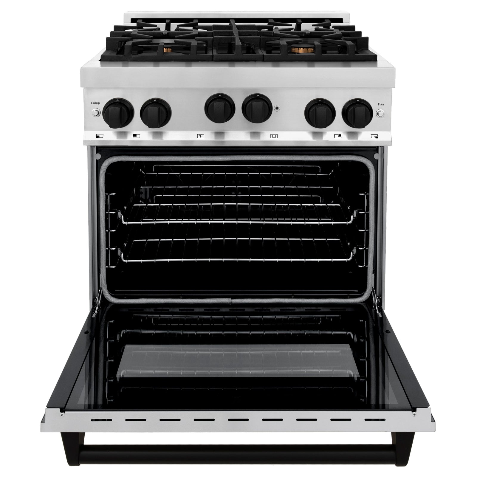 ZLINE Autograph Edition 30 in. 4.0 cu. ft. Range with Gas Burner and Gas Oven in Stainless Steel with Matte Black Accents, RGZ-30-MB - Smart Kitchen Lab