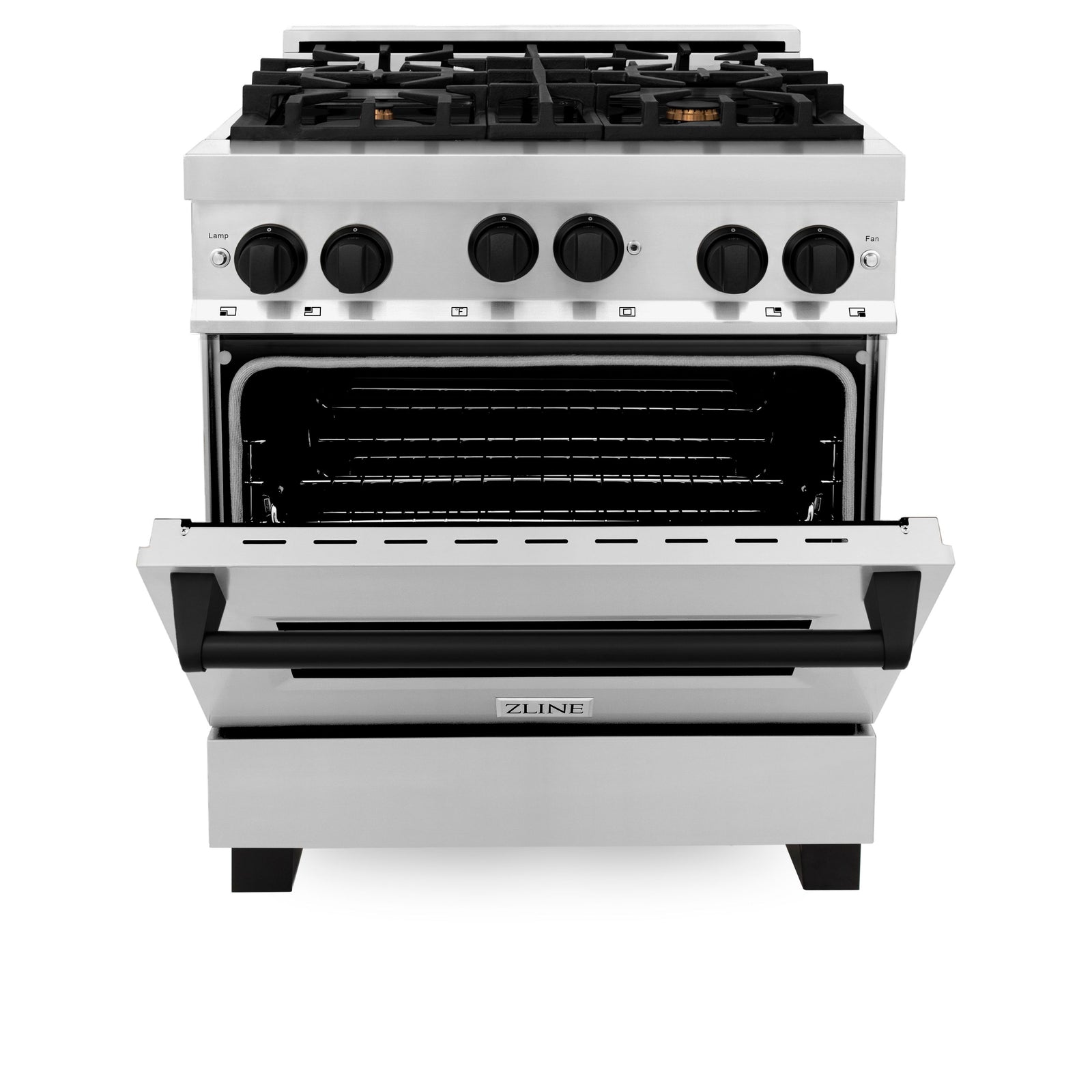 ZLINE Autograph Edition 30 in. 4.0 cu. ft. Range with Gas Burner and Gas Oven in Stainless Steel with Matte Black Accents, RGZ-30-MB - Smart Kitchen Lab