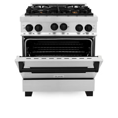 ZLINE Autograph Edition 30 in. 4.0 cu. ft. Range with Gas Burner and Gas Oven in Stainless Steel with Matte Black Accents, RGZ-30-MB - Smart Kitchen Lab