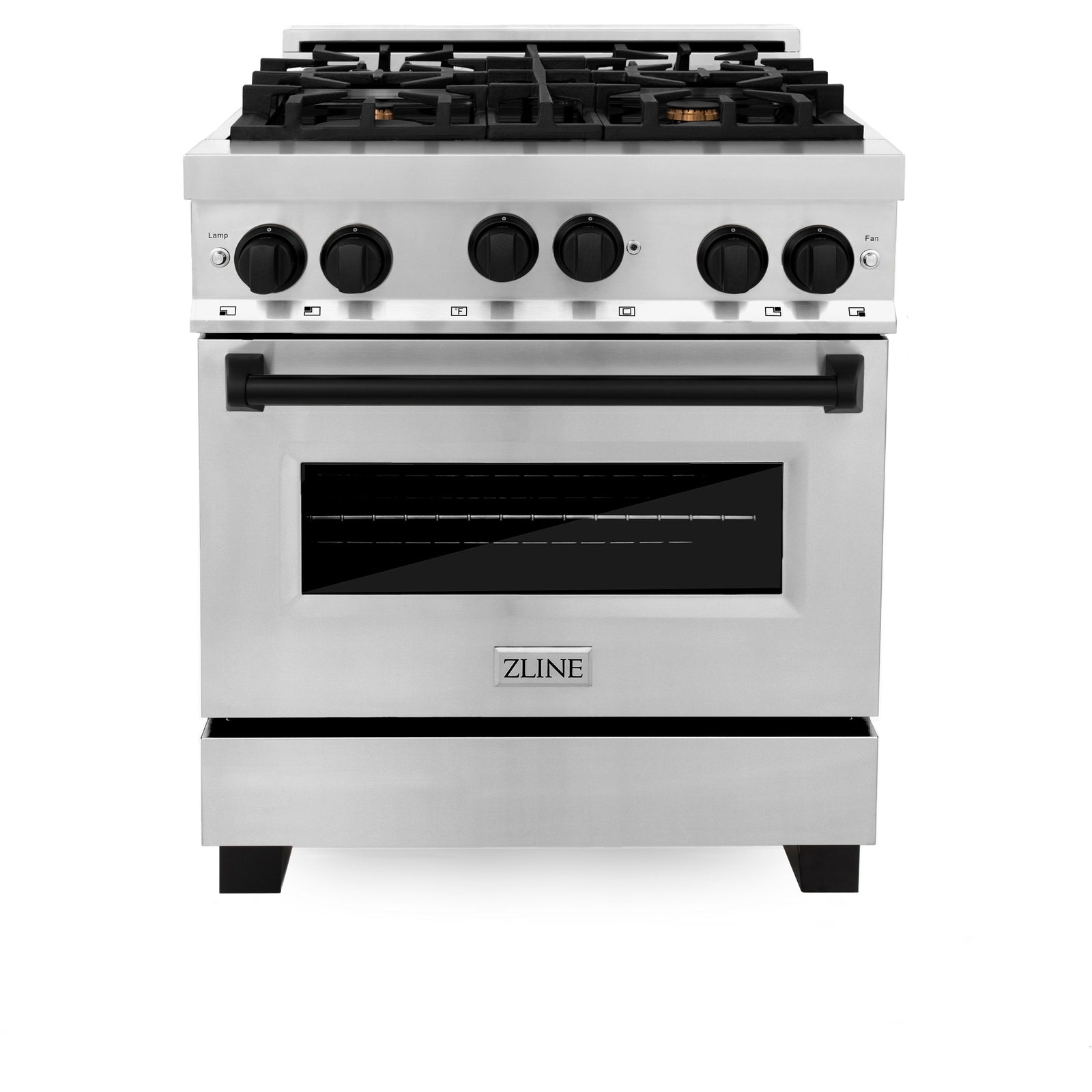 ZLINE Autograph Edition 30 in. 4.0 cu. ft. Range with Gas Burner and Gas Oven in Stainless Steel with Matte Black Accents, RGZ-30-MB - Smart Kitchen Lab