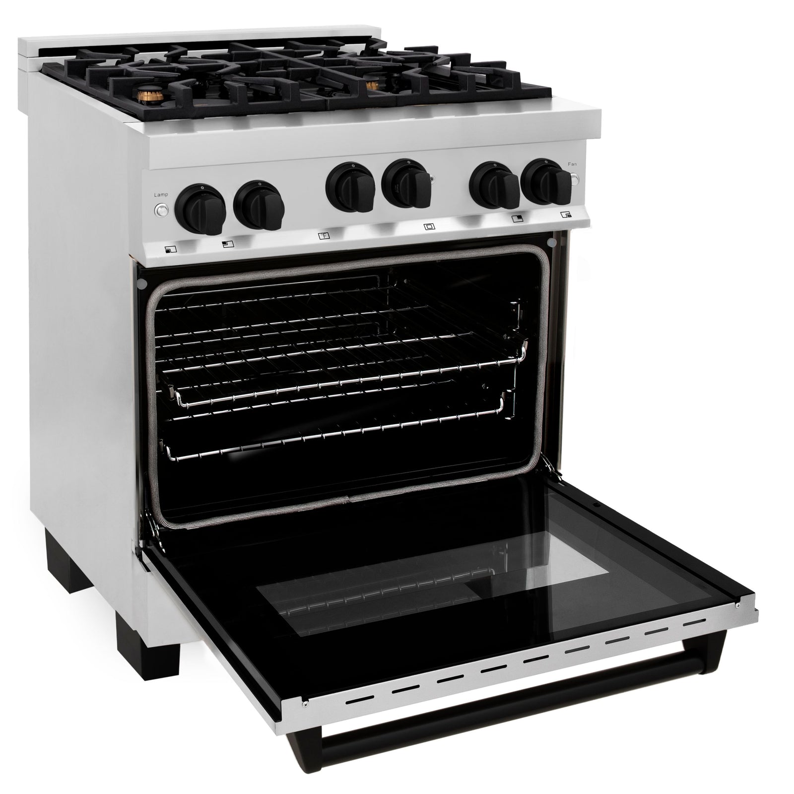 ZLINE Autograph Edition 30 in. 4.0 cu. ft. Range with Gas Burner and Gas Oven in Stainless Steel with Matte Black Accents, RGZ-30-MB - Smart Kitchen Lab