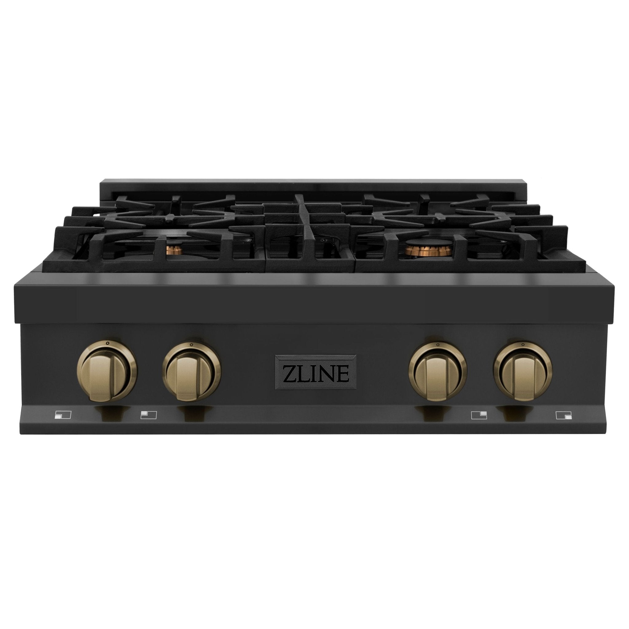 ZLINE Autograph Edition 30 in. Porcelain Rangetop with 4 Gas Burners in Stainless Steel and Champagne Bronze Accents, RTZ-30-CB - Smart Kitchen Lab