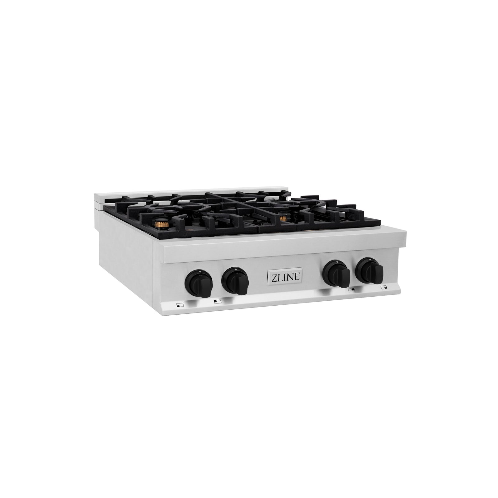 ZLINE Autograph Edition 30 in. Porcelain Rangetop with 4 Gas Burners in Stainless Steel and Matte Black Accents, RTZ-30-MB - Smart Kitchen Lab