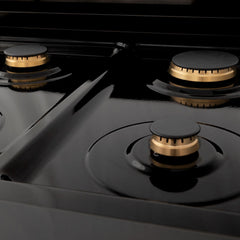 ZLINE Autograph Edition 30 In. Rangetop with 4 Gas Burners in Black Stainless Steel and Champagne Bronze Accents, RTBZ-30-CB - Smart Kitchen Lab